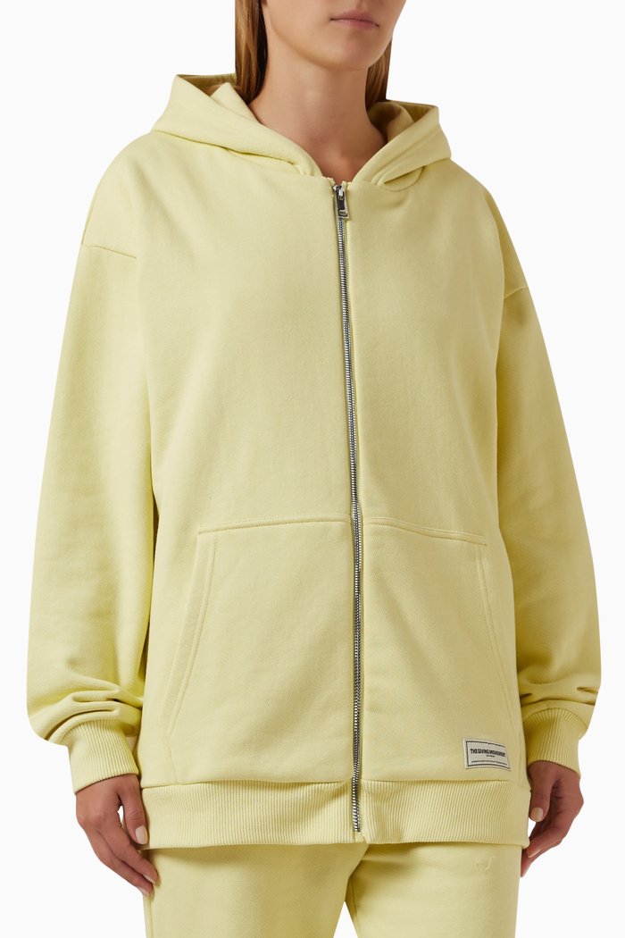 

Oversized Zip Hoodie in Organic Cotton-blend, Yellow