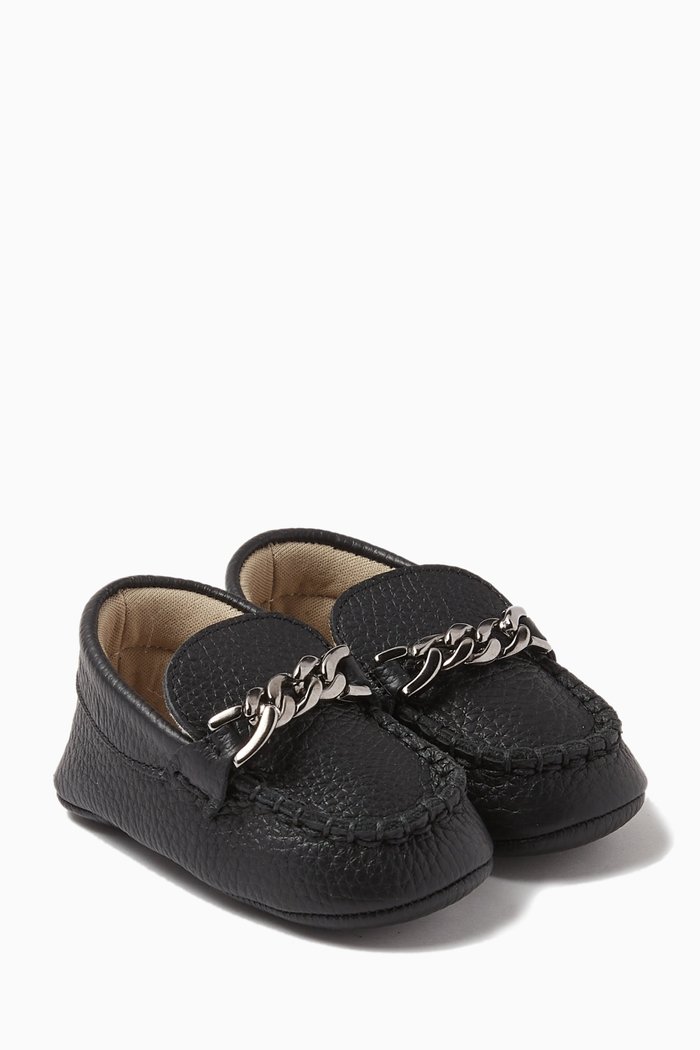 

Chain Loafers in Leather, Black