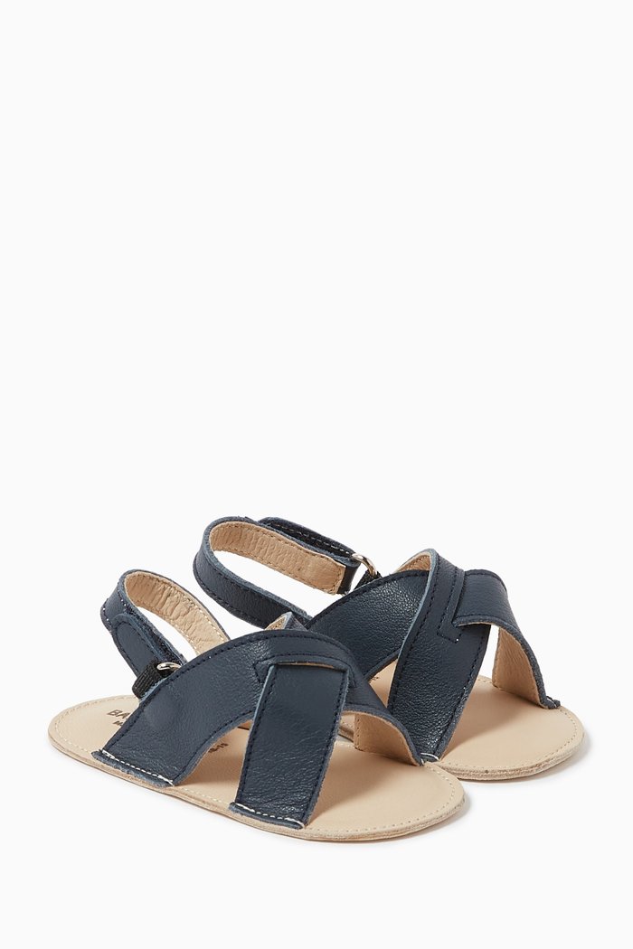 

Cross Strap Sandals in Leather, Blue