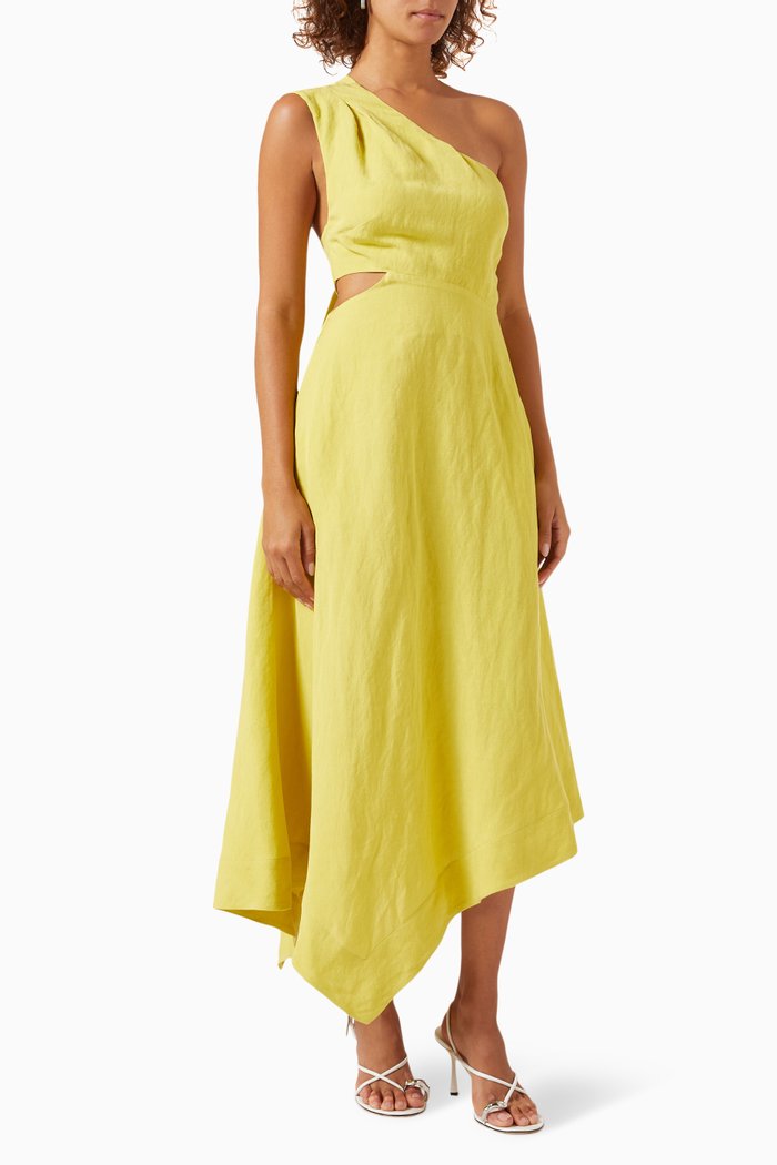 

Gracie Asymmetrical Midi Dress in Viscose-blend, Yellow