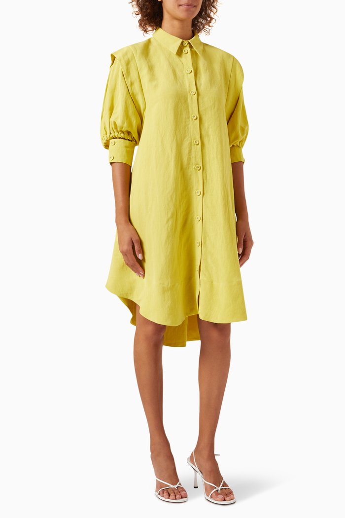 

Gael Drawstring Shirt Dress in Organic-cotton Blend, Neutral