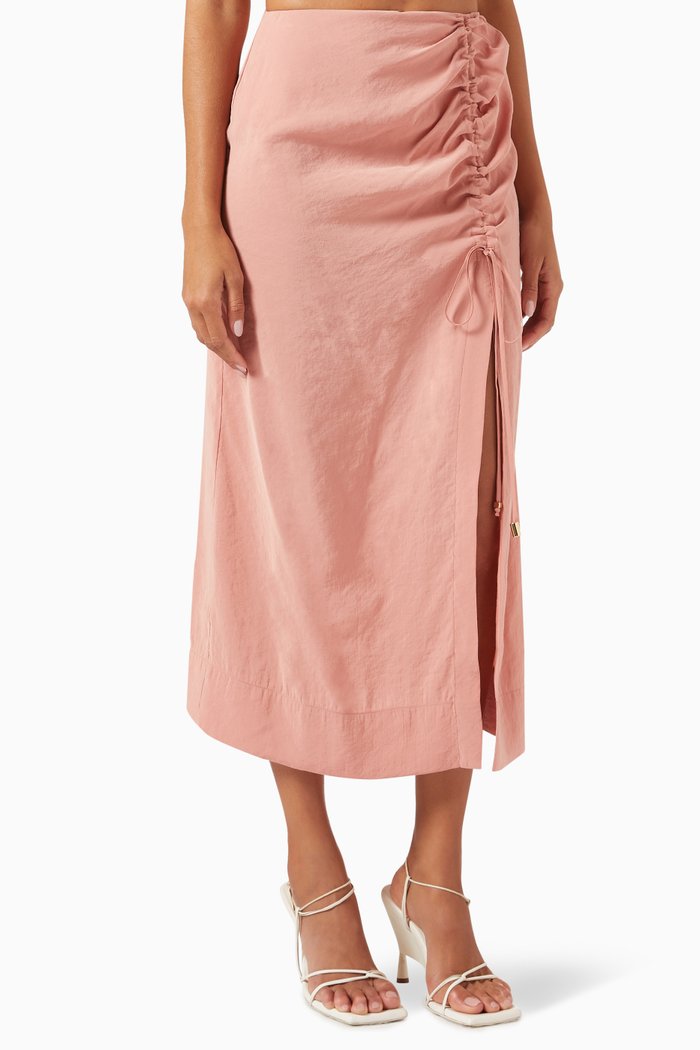 

Frida Drawstring Midi Skirt in Modal-blend, Pink