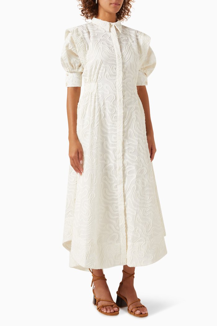 

Gildi Shirt Midi Dress in Cotton-blend, Neutral