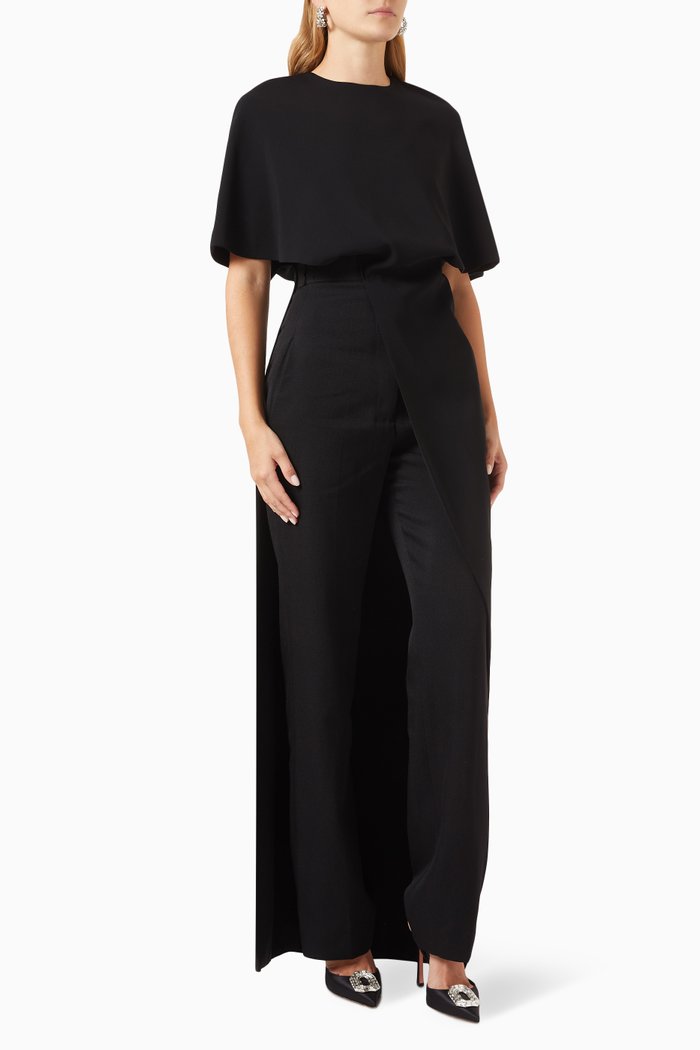Camille Draped Top in Stretch-viscose, Black