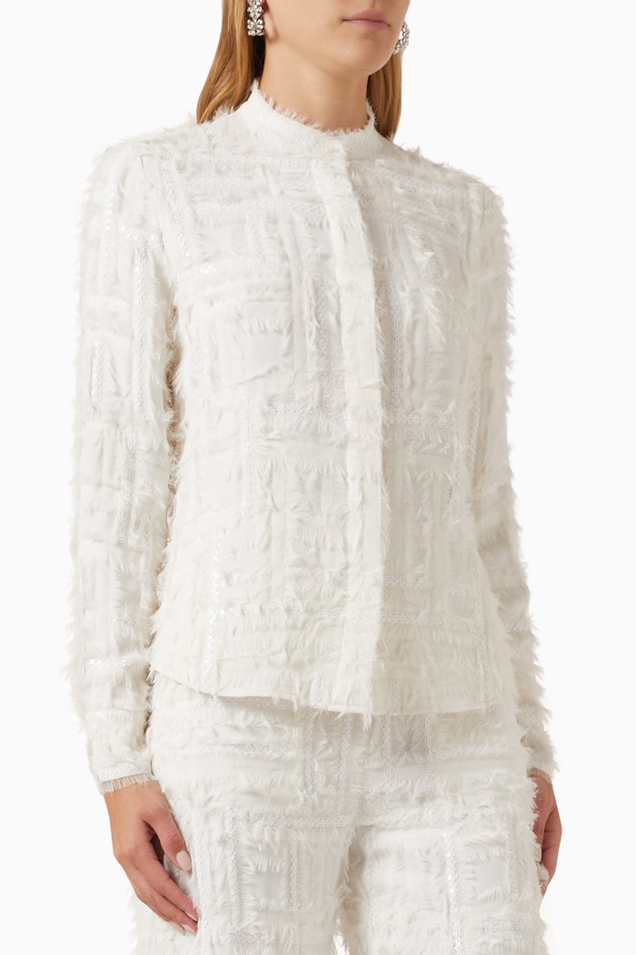 

Sequin-embellished Shirt in Silk-chiffon, White