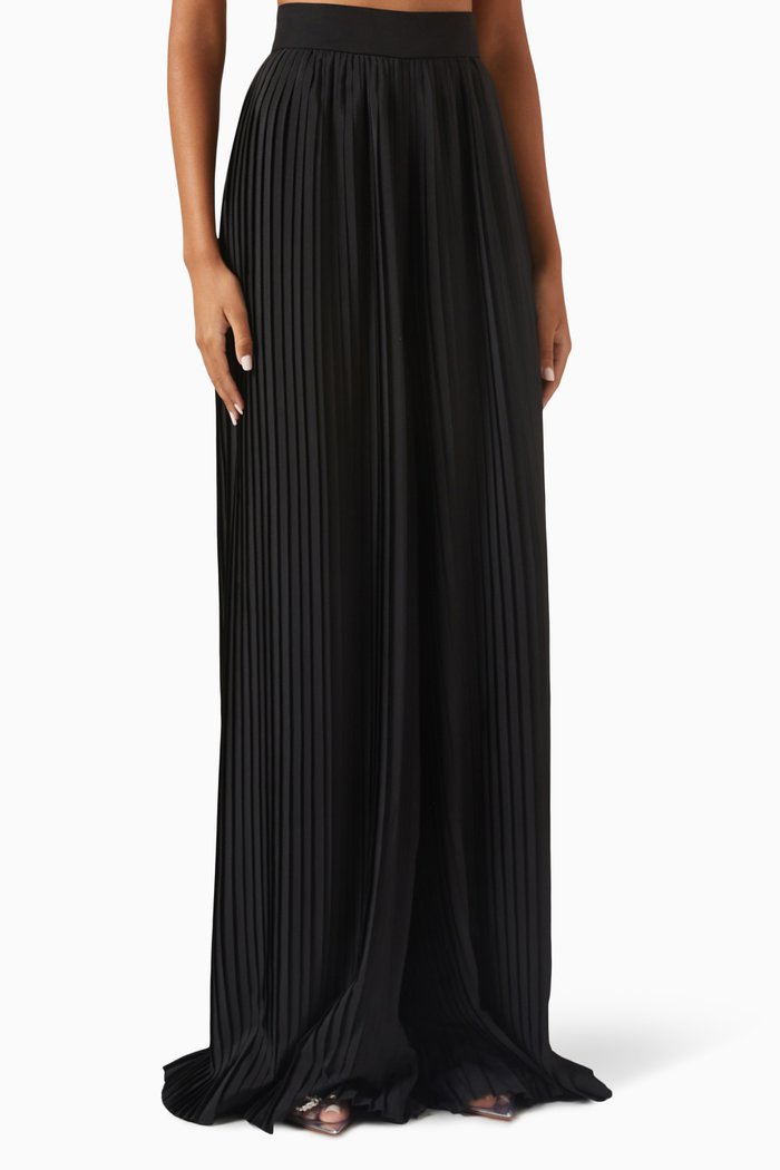 

Wide-leg Pants in Plissé-satin, Black