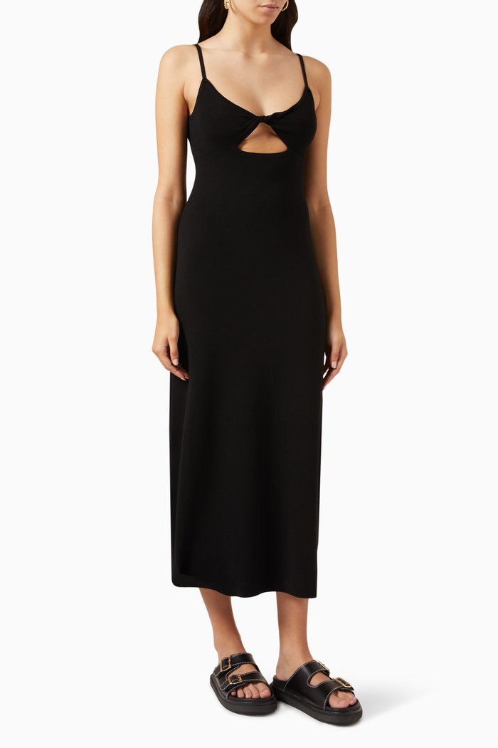 

Twist Sweater Cami Dress in Viscose Knit, Black