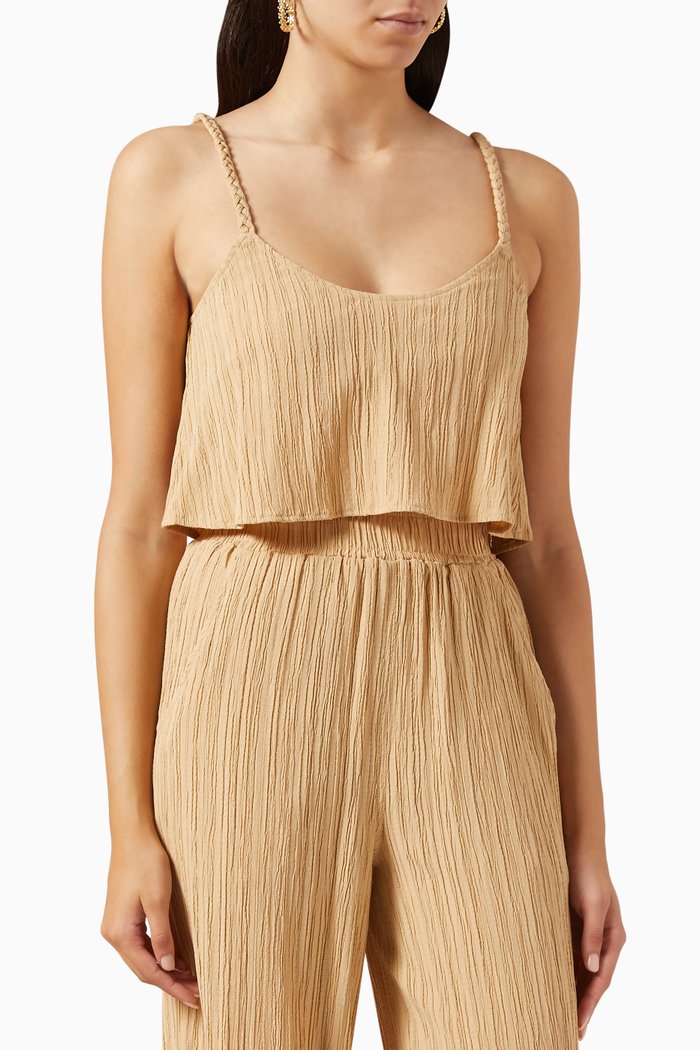 

Cropped Cami Top in Ripple Gauze, Brown