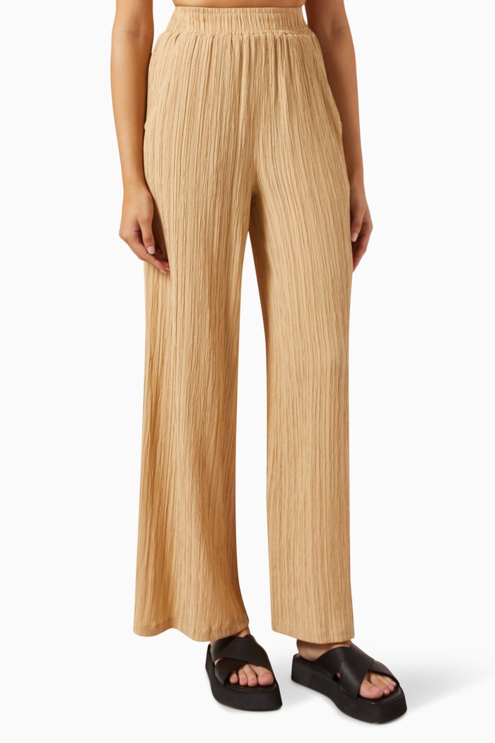 

Wide-leg Pants in Ripple Gauze, Brown