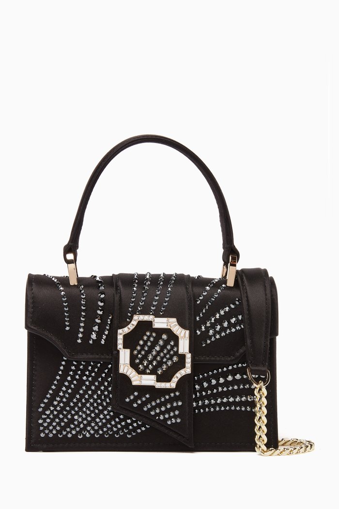 

Audrey Square Mini Handbag in Satin, Black