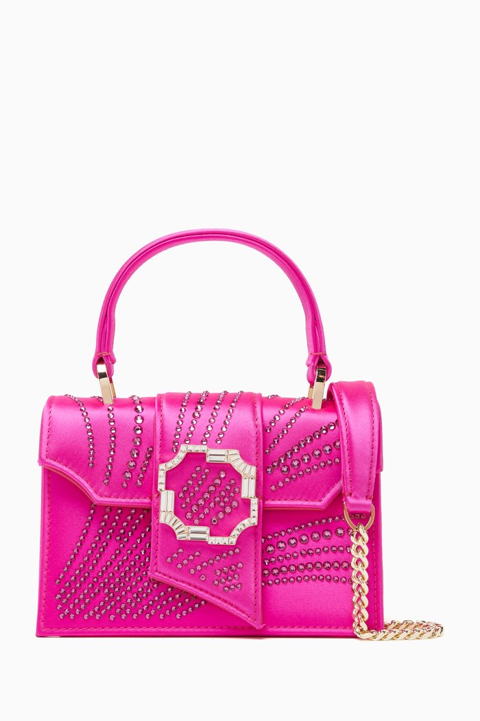 

Audrey Square Mini Handbag in Satin, Pink
