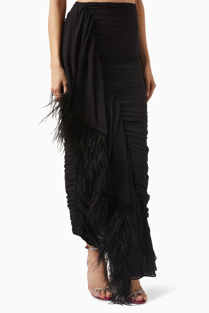 

Water Midi Skirt in Silk Crepe Georgette, Black