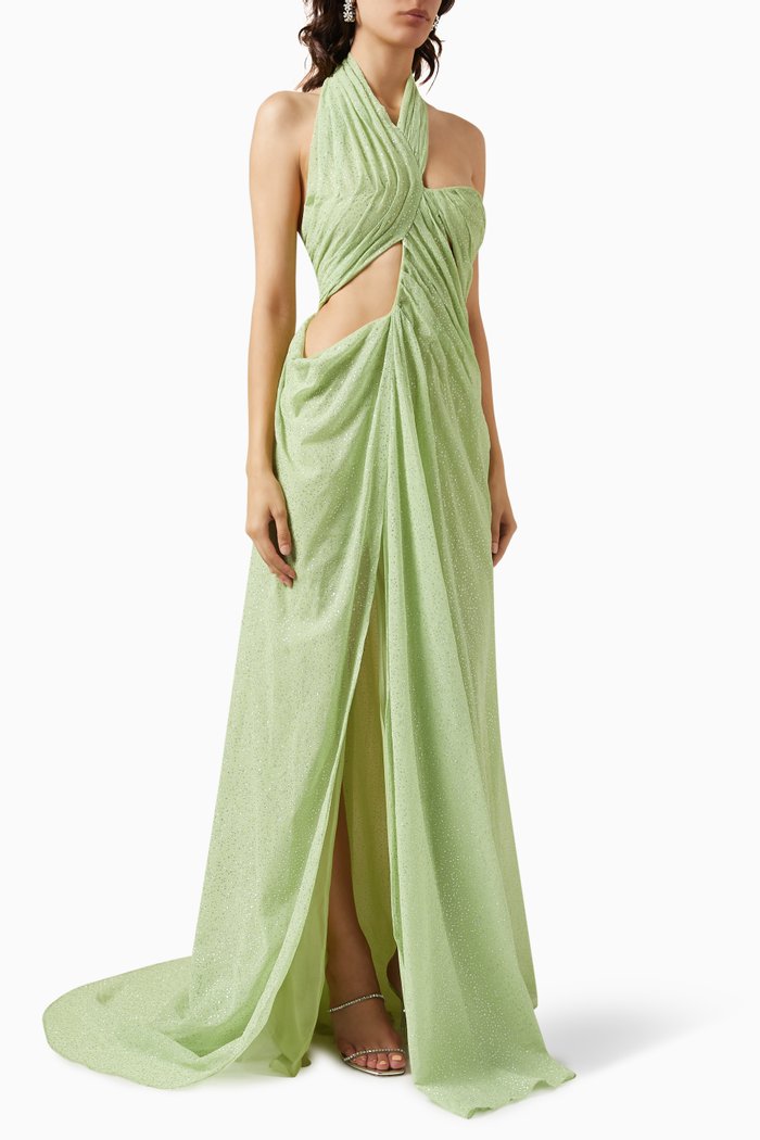 

Mainsail Maxi Dress in Crepe Georgette, Green