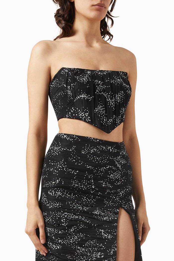 

Marion Greenwood Crop Corset in Taffeta, Black
