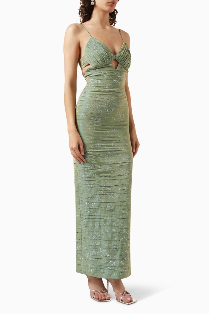 

Infatuating Touch Midi Dress in Taffeta, Green