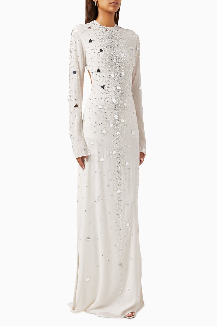 

Lunar Masquerade Dress in Crepe, Neutral