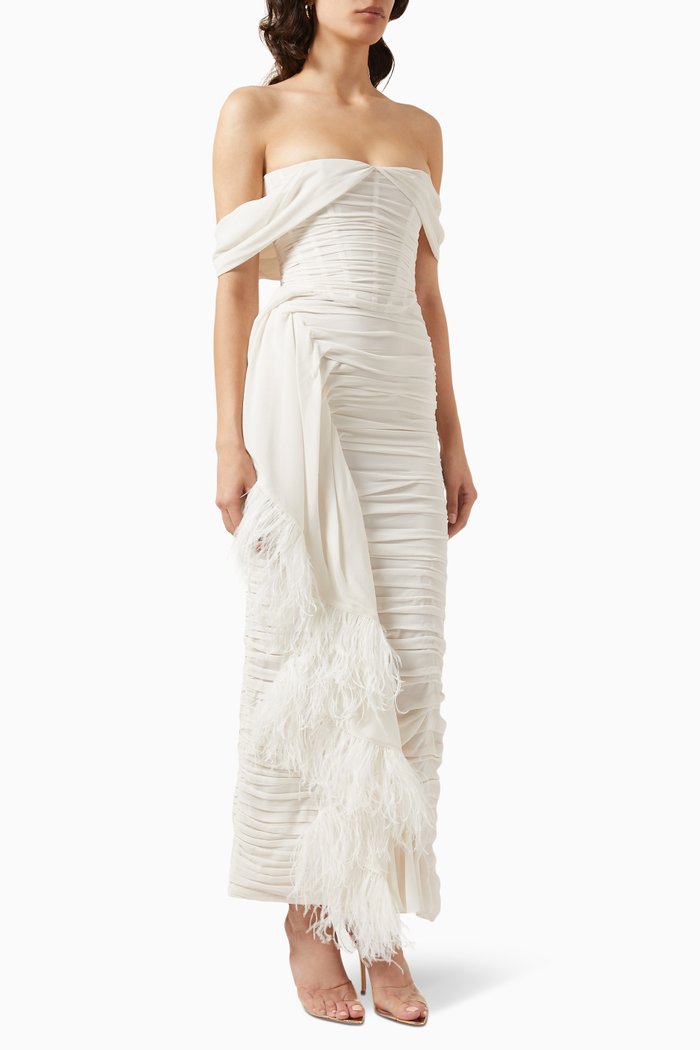 

Water Body Midi Dress in Silk Crepe Georgette, Neutral