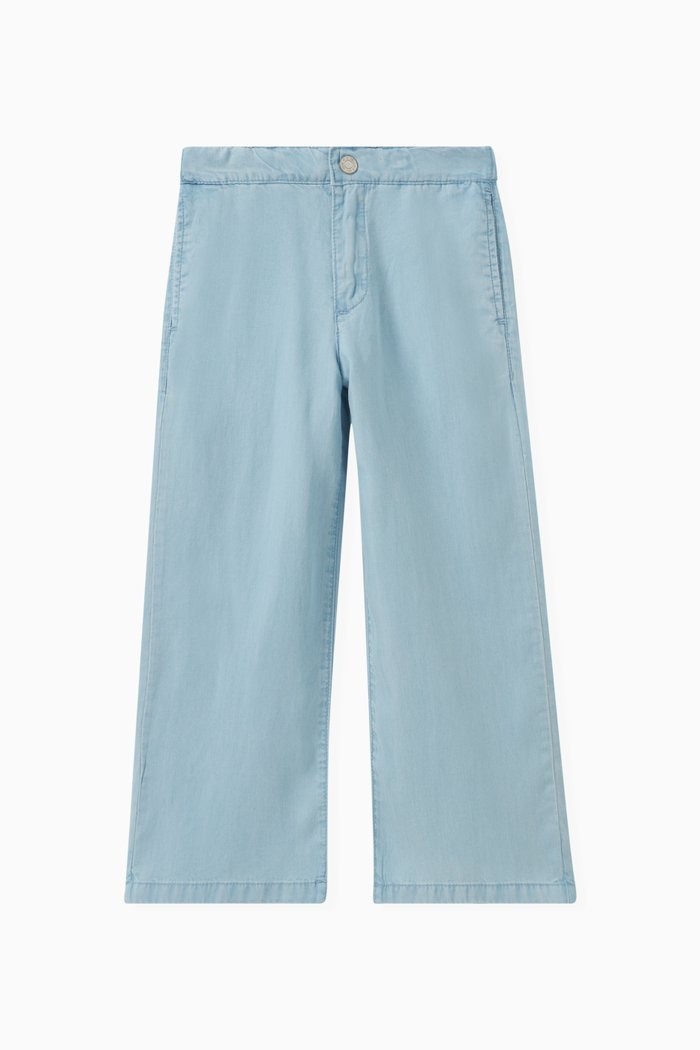 

Wide-leg Denim Pants in Lyocell, Blue