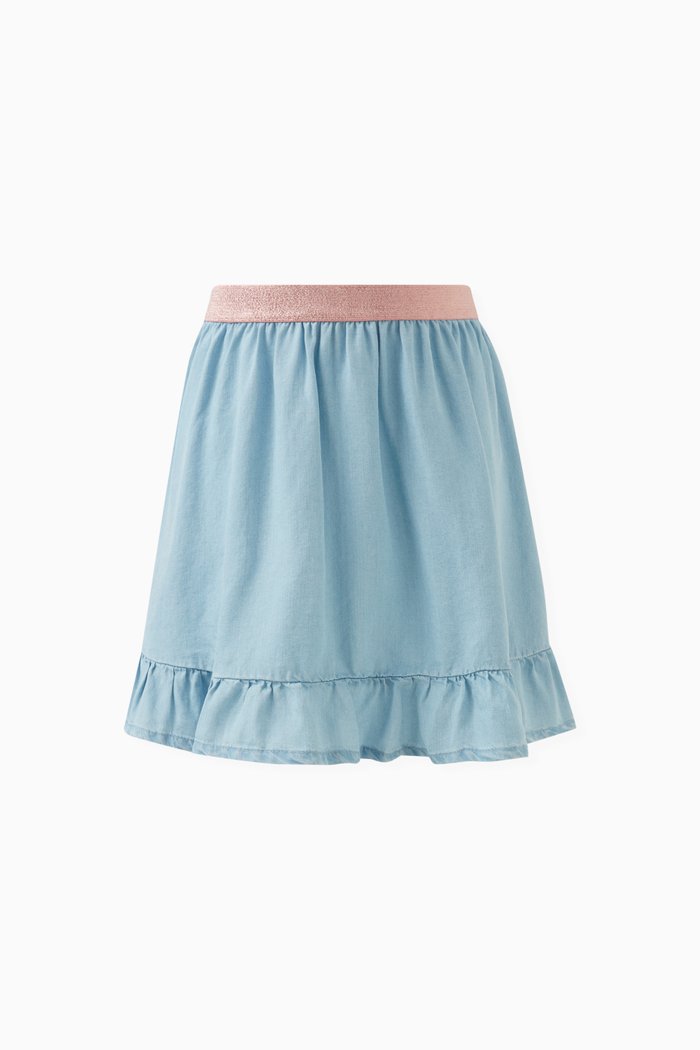 

Glitter-trim Skirt in Lyocell, Blue