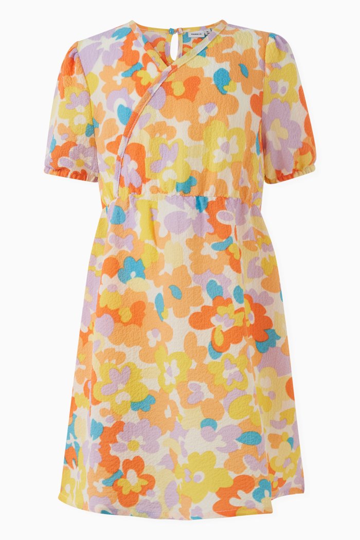 

Floral Dress in Woven Fabric, Orange