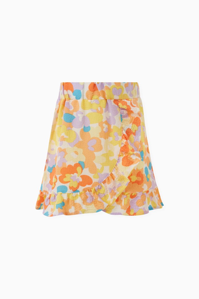 

Floral Skirt in Woven Fabric, Orange