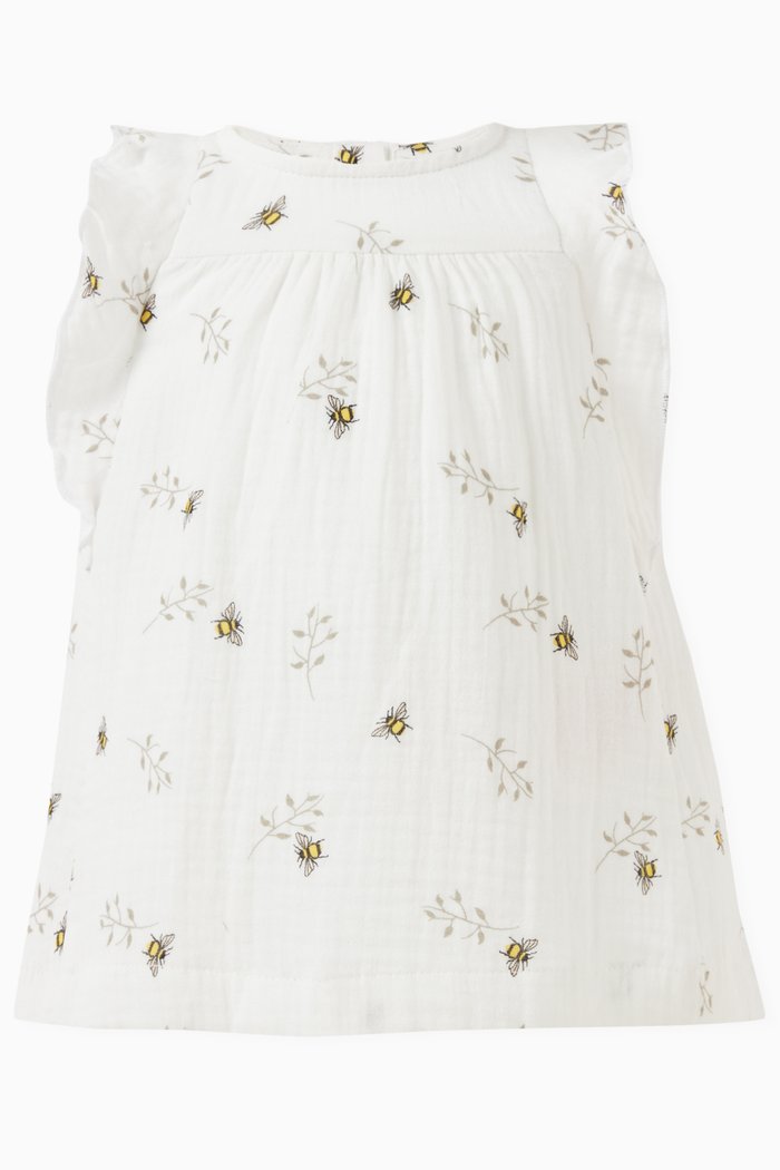 

Bee-print Dress in Cotton, White