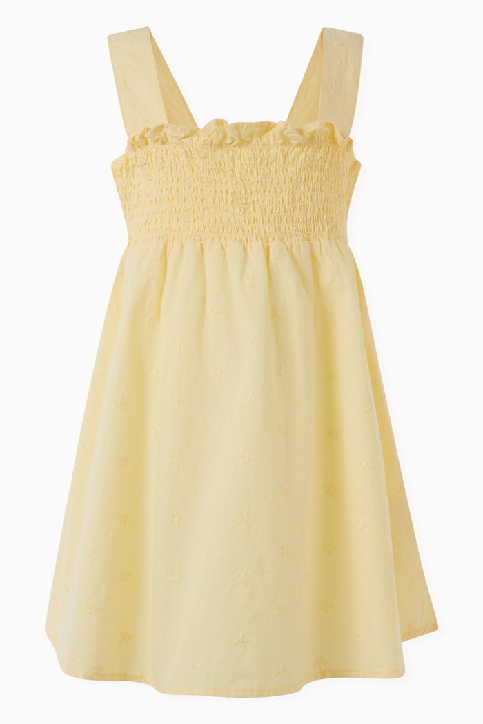 

Smocked Strap Dress in Cotton, Neutral