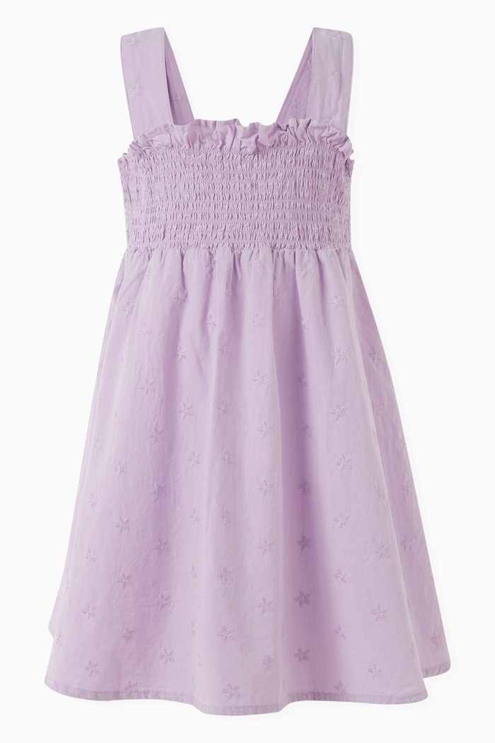 

Smocked Strap Dress in Cotton, Pink