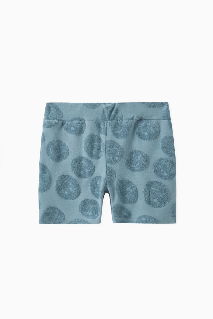 

Smiley Face-embroidered Shorts in Cotton-blend, Blue
