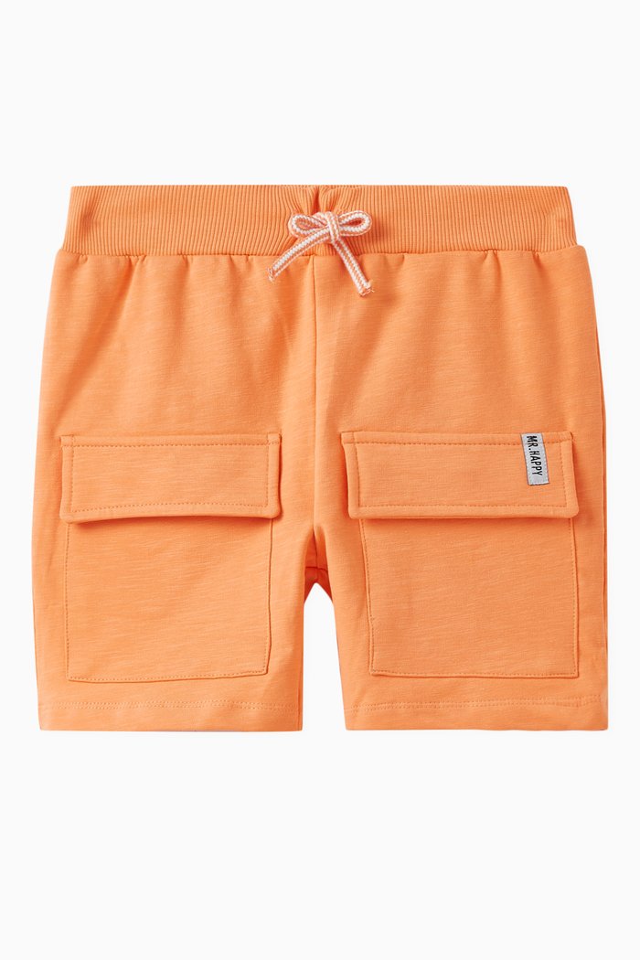 Flap-pocket Shorts in Cotton, Orange
