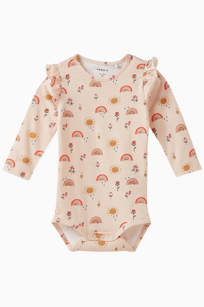 

Graphic-print Bodysuit in Organic Cotton, Pink