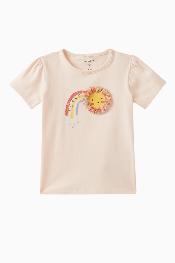 

Sun-embroidered T-shirt in Cotton, Pink
