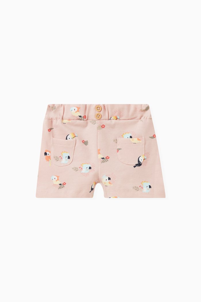 

Birds-print Shorts in Cotton, Pink