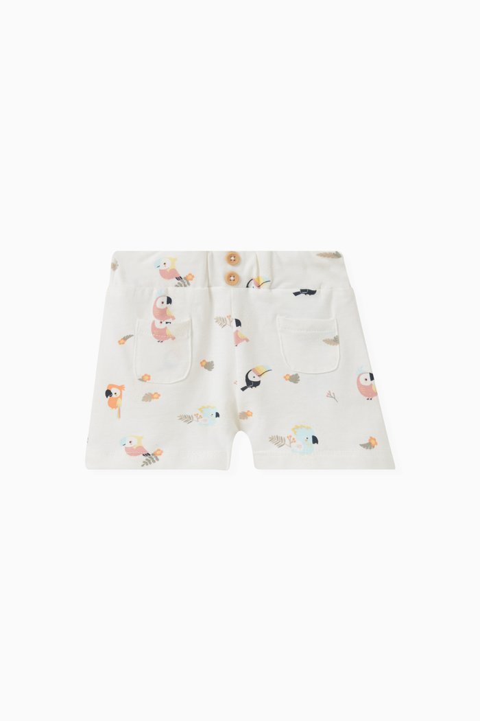 

Birds-print Shorts in Cotton, White