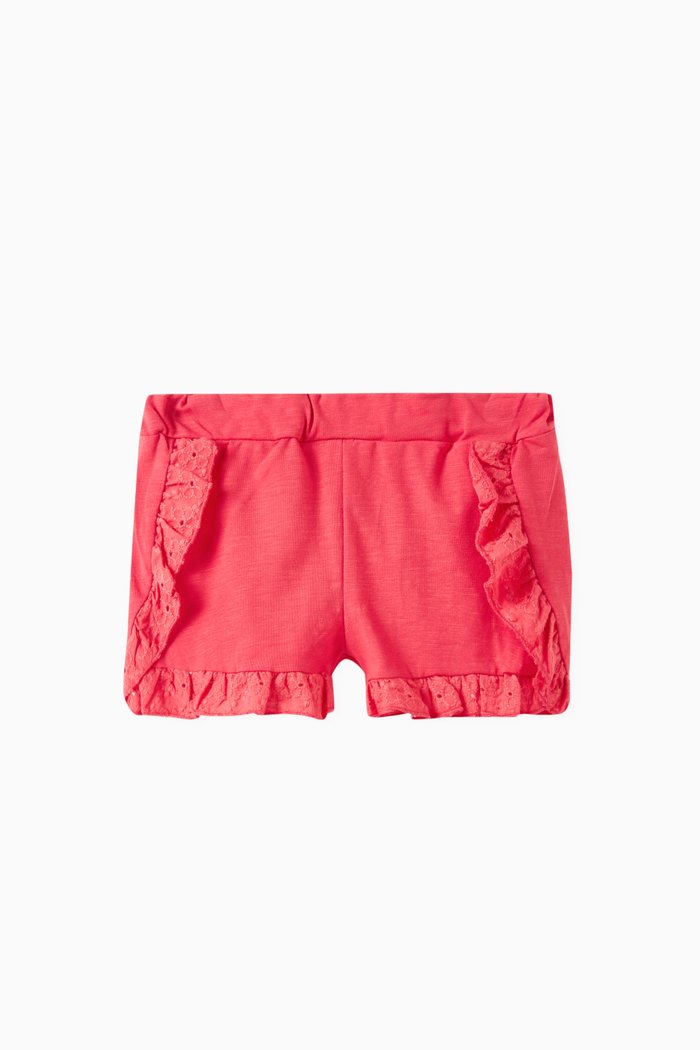 

Floral Ruffled Shorts in Cotton, Pink