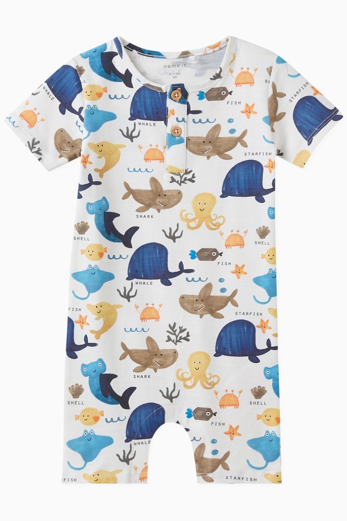 

Printed Romper in Cotton, White
