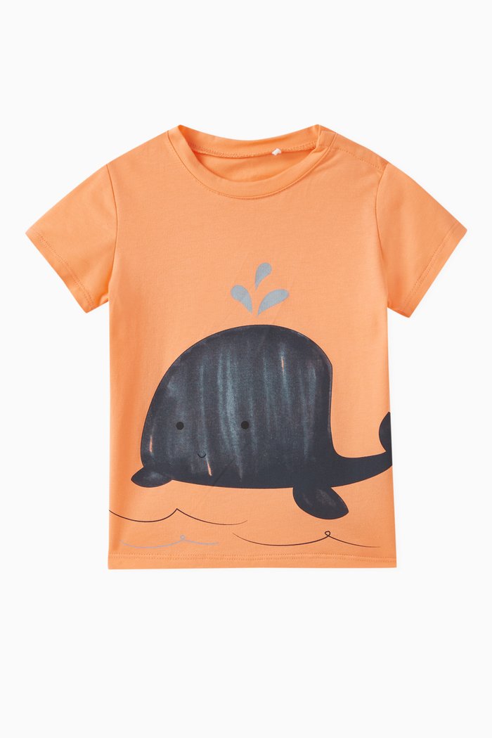 

Whale-print T-shirt in Cotton, Orange