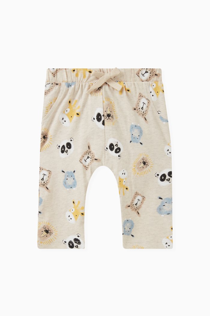 Animal-print Pyjama Pants in Cotton, Neutral