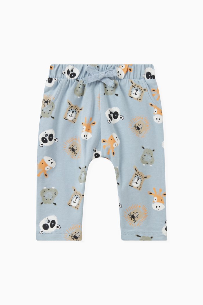 

Animal-print Pyjama Pants in Cotton, Blue