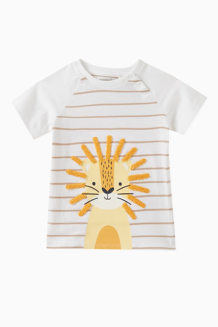 

Lion-embroidered T-shirt in Cotton, White