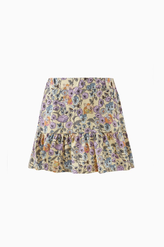 

Floral-print Tiered Skirt in Cotton, Neutral