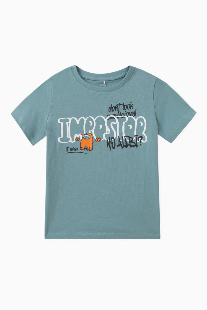 Graphic-print T-shirt in Cotton, Blue