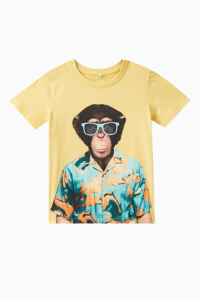 

Graphic Print T-shirt in Organic Cotton Jersey, Multicolour