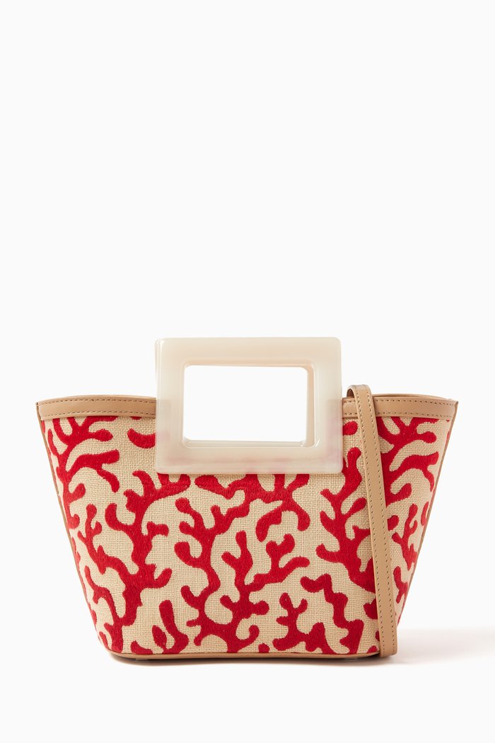 

Micro Riviera Embroidered Tote Bag in Canvas, Red