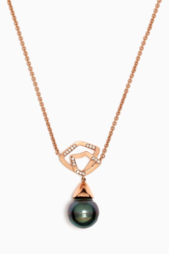 

Contour Pearl & Diamond Pendant Necklace in 18kt Rose Gold