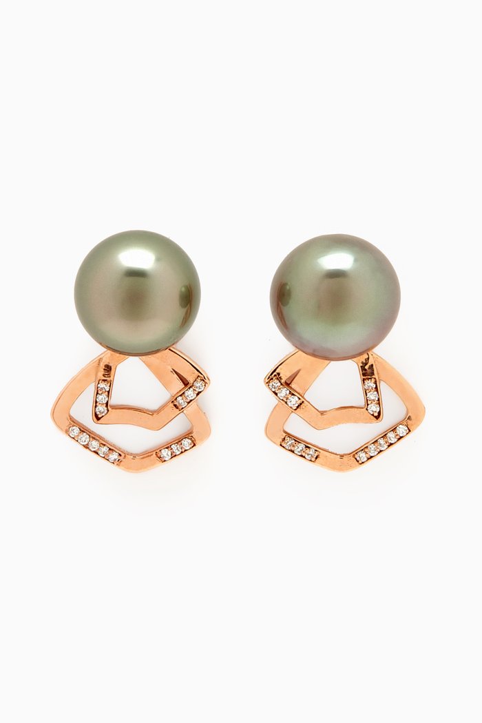 

Pinctada Pearl & Diamond Earrings in 18kt Rose Gold
