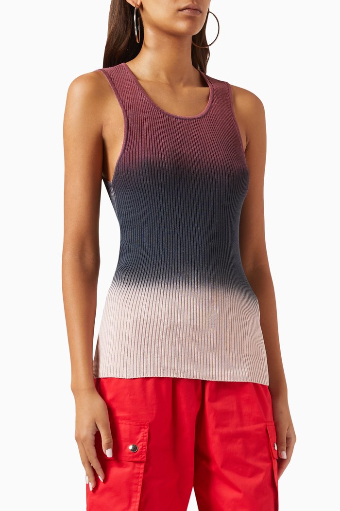 

Ombré Tank Top in Rib-Knit, Red