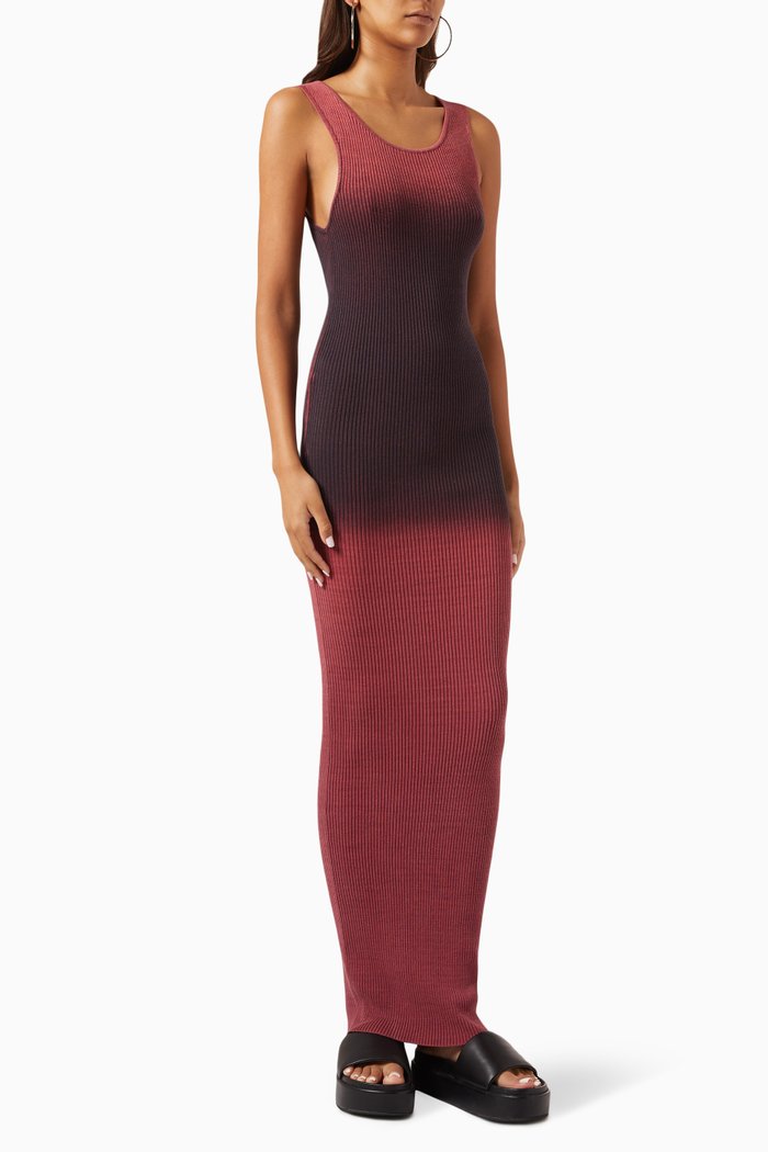 

Ombré Maxi Dress in Rib-Knit, Red