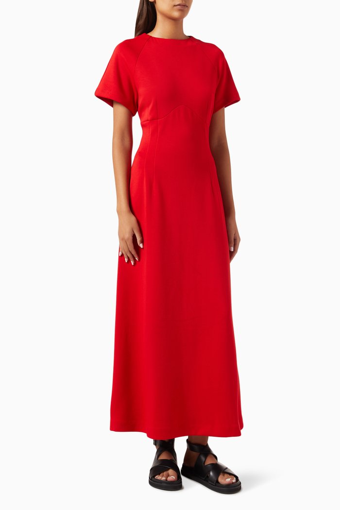 

Winona Corset Maxi Dress in Crêpe, Red