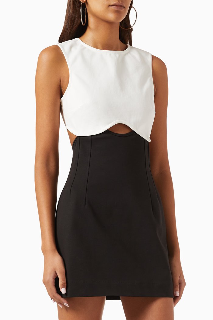 

Winona Contrast Cut-out Mini Dress, Black